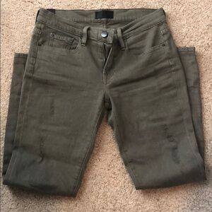 VINCE olive distressed skinny jeans size 25
